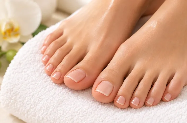 Feet after a classic pedicure