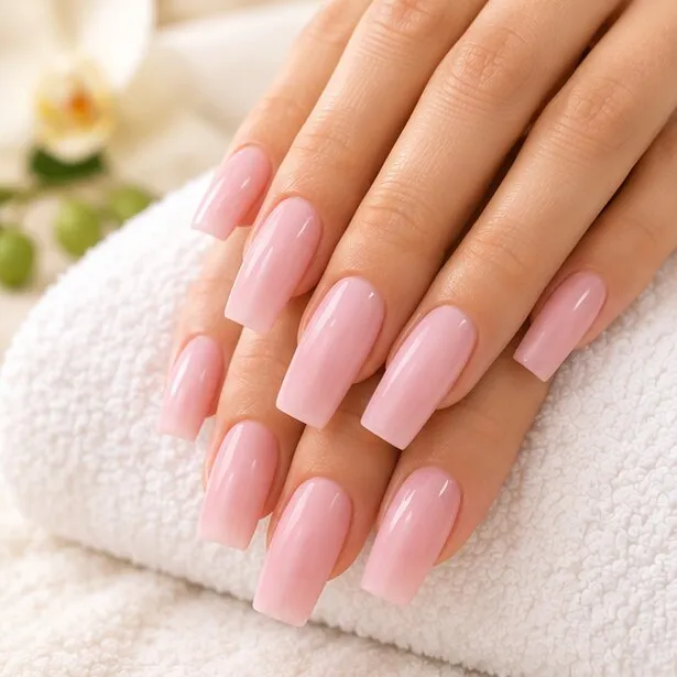 Soft pink acrylic nails